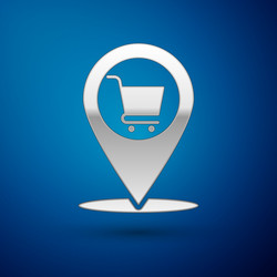 silver map pointer with shopping cart icon vector image