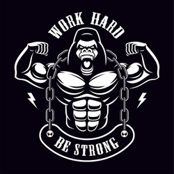 Vintage Gorilla Bodybuilder Vector Image