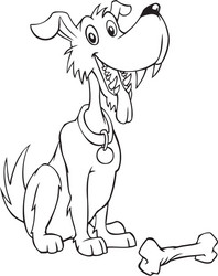 Cute Cartoon Dog with Bone Vector Image