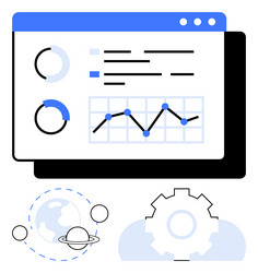 data analysis dashboard with graphs gear metaphor vector image