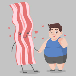 Fat man love baconketogenic diet weight loss vector