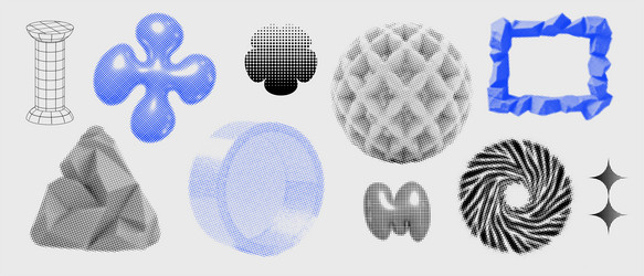 geometry wireframe shapes and grids set 3d vector image