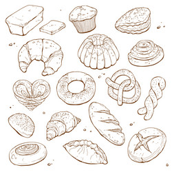 Bakery retro background with hand drawn Royalty Free Vector