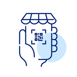 using qr code to access online shopping app pixel vector image