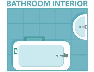 blue bathroom interior icon view from above vector