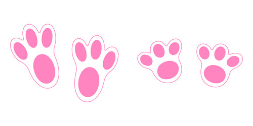 cute pink bunny feet print rabbit paws step Vector Image