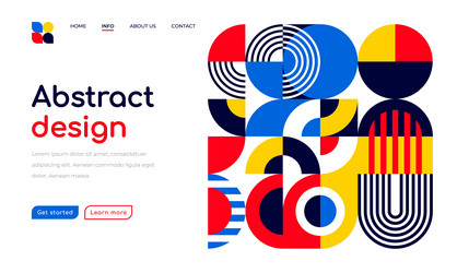 Landing page template abstract geometric pattern vector