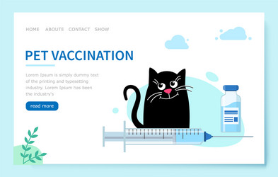 pet vaccination happy cat sitting vector