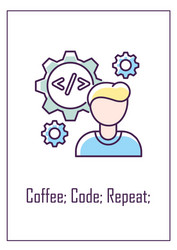 programmer routine greeting card with color icon vector image