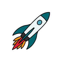 rocket flying in space spaceship launch vector image