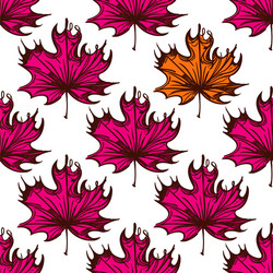 Seamless pattern with maple leaves of red color vector