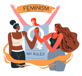 Feminism my body rules empowerment movement vector