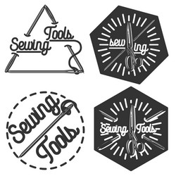 vintage sewing emblems vector