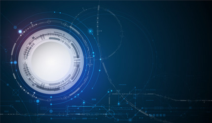 Circuit board with blank white 3d paper circle Vector Image