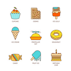 Minimal lineart flat sweet food iconset vector