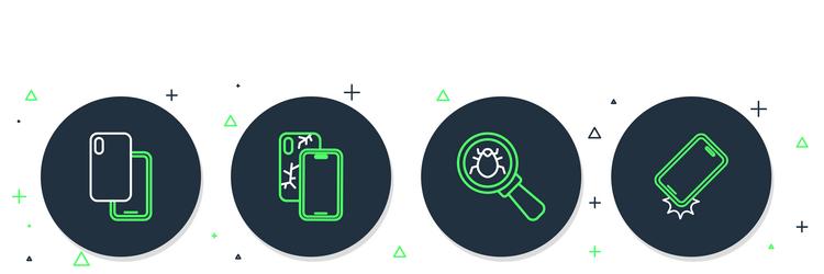 set line mobile with broken screen system bug vector image