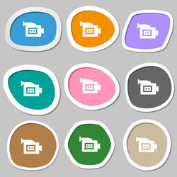 Video camera icon symbols multicolored paper vector