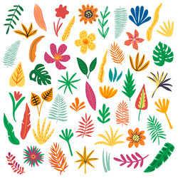 Cute hand drawn flowers cliparts collection vector