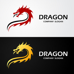 Dragon Logo Template - Red & Black Vector Image