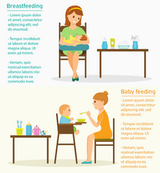 Baby feeding with place for text vector