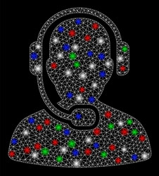 bright mesh 2d call center operator with light vector image