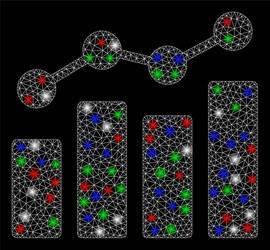 Bright mesh network analytics with light spots vector