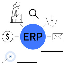 erp system visualization with connected icons vector image