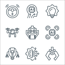 Robotics line icons linear set quality vector