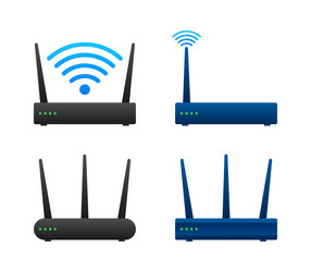 3D Network Router - WiFi Icon Set vector image