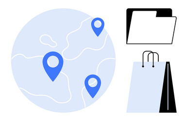 global location tracking with shopping and data vector image