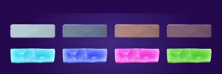 stone and crystal game ui app buttons boards set vector image