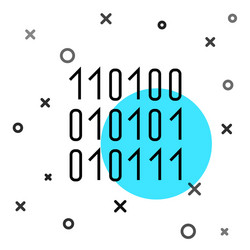 black line binary code icon isolated on white vector image