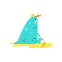 Drawing on sand monster the beach Royalty Free Vector Image Drawing on sand monster the beach Royalty Free Vector Image