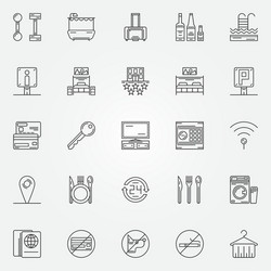 hotel linear icons vector