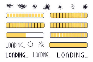 pixel art loading bar interface 8 bit game vector image