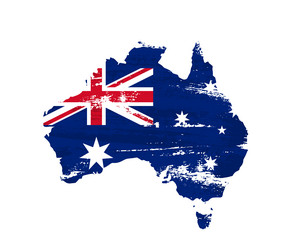 australian flag on grunge map of australia vector