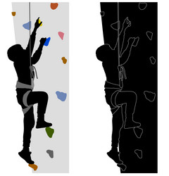 Boy Climbing Rock Wall Silhouette Vector Image