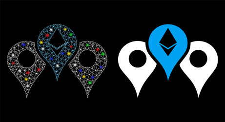flare mesh carcass ethereum map pointers icon vector image