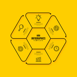 hexagon infographic template design with multiple vector