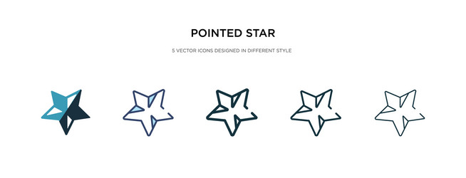 Pointed star icon in different style two colored vector