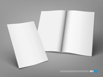 3d blank open and close brochure mockup template vector