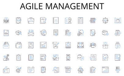 agile management line icons collection speed vector image