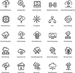 Cloud technology line icons pack vector