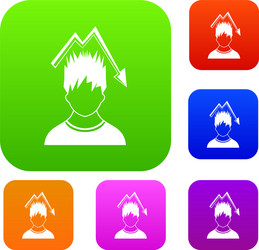 man with falling red graph over head set vector image