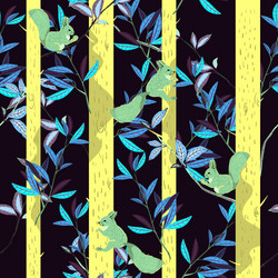 red squirrels trunks and branches forest trees vector image