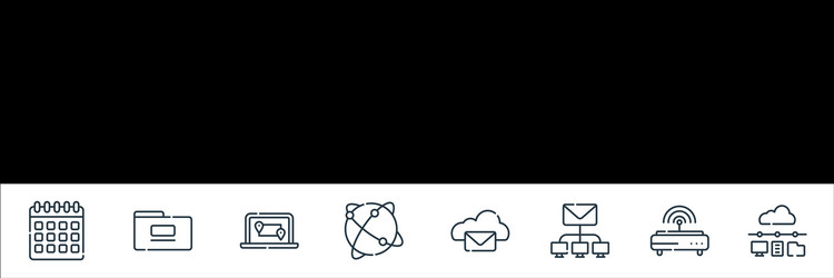 telecommuting line icons linear set quality vector image