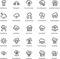 Cloud server line icons pack vector