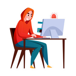 hacker at computer composition vector image