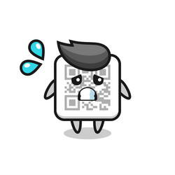 qr code mascot character with afraid gesture vector image
