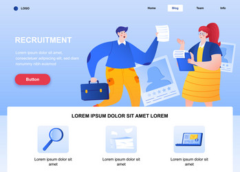 recruitment flat landing page hr manager vector